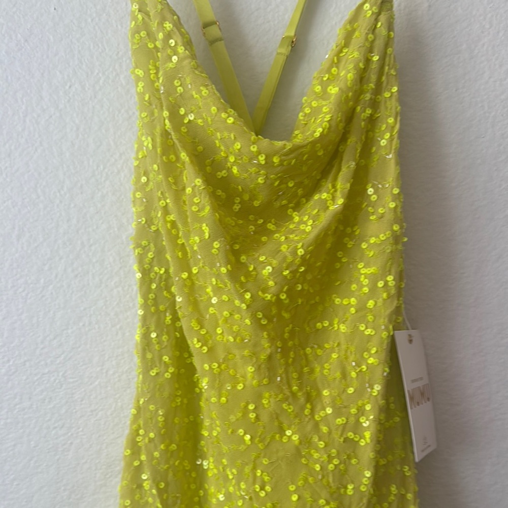 Show Me Your MuMu Suzanna Slip Dress In Lime Sequins NWT - Picture 6 of 7